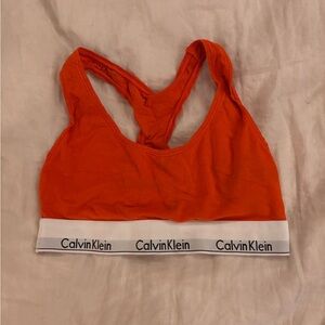 Calvin Klein Orange Racerback Tanga Bralette Sports Bra 0054